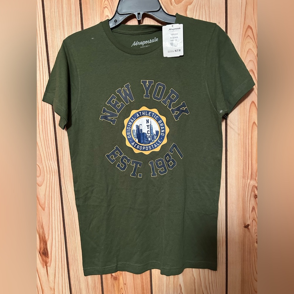 Aeropostale New York  New T-Shirt Top Size S Women’s Khaki Graphic Short Sleeve